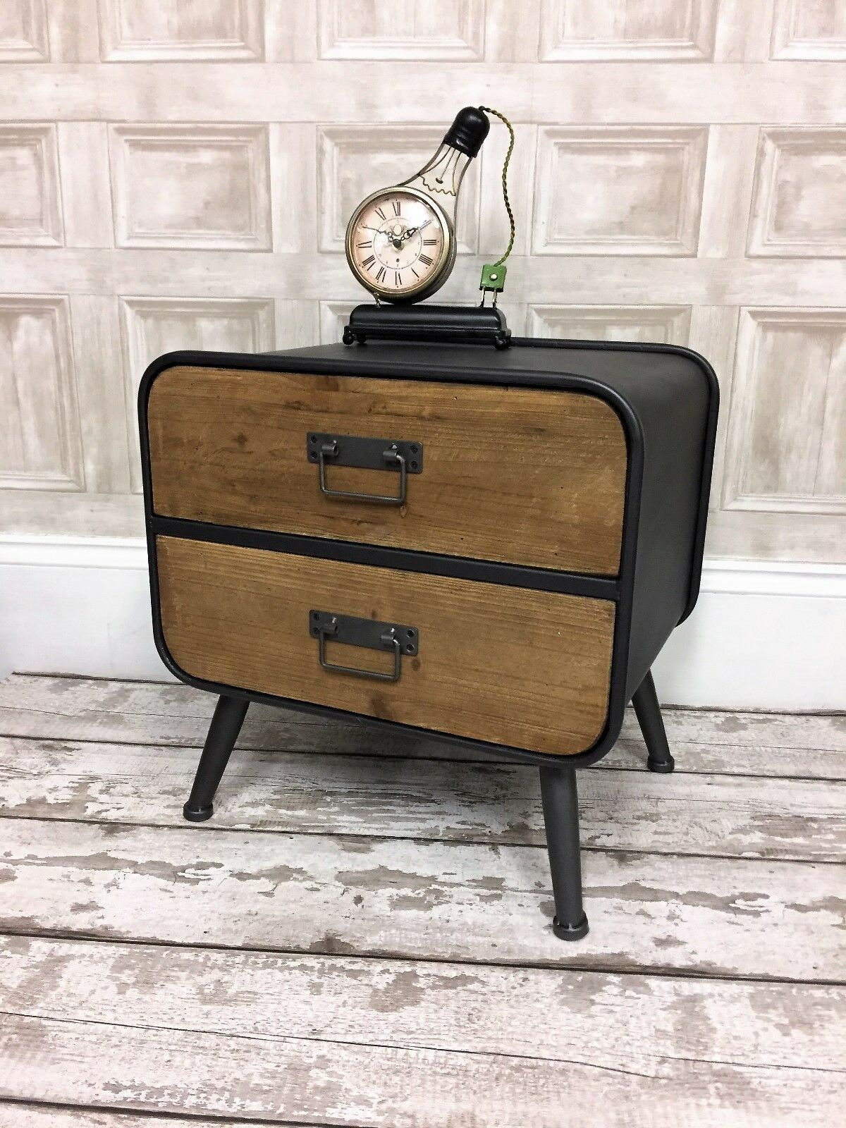 Industrial Retro Style Metal Bedside Table