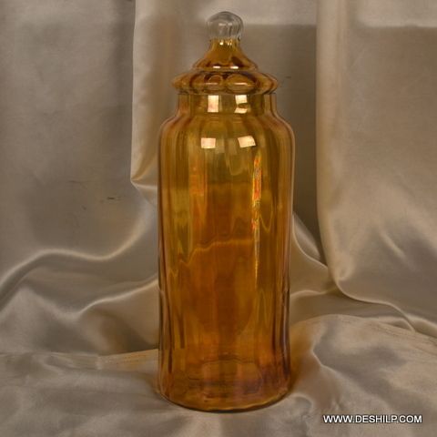 Yellow Glass Luster Color Jar