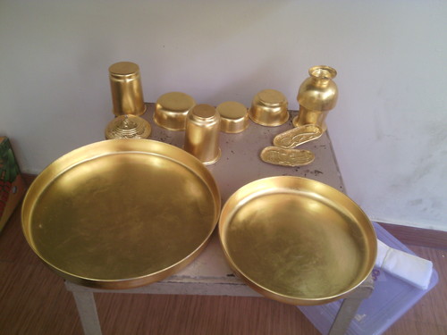 Uv Resistant Gold Plated Pooja Articles Set