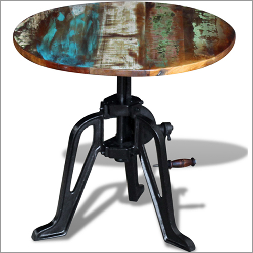 Metal Wrought Iron Round Wooden Coffee Table