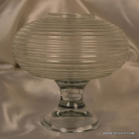 Round Glass Cutting Candle Holder