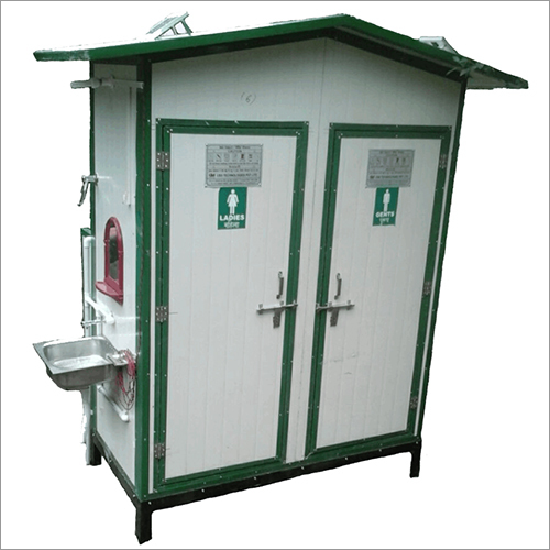White And Green Frp Portable Toilet Cabin