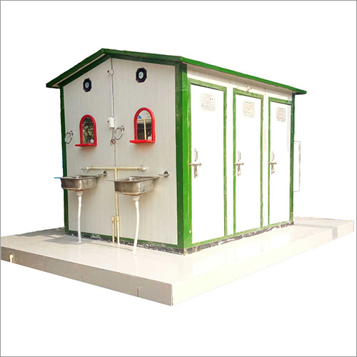 White And Green Frp Indian Portable Toilet Cabin