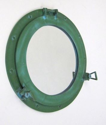 Porthole Mirror Aluminum Green 17 Inch