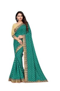 4 Colors Available Ladies Velvet Border Sarees