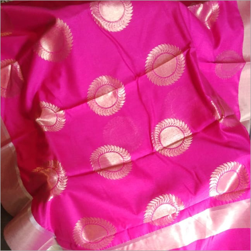 Silk Ladies Pink Chanderi Saree