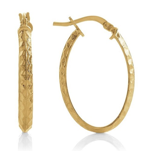 Earring - Bronze Material, 3x16.4mm Dimensions, Hammered AV Hoop Design | 4.10g Weight, Ideal for Anniversary, Gift, Party, Wedding