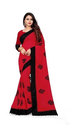 4 Red Fancy Sarees