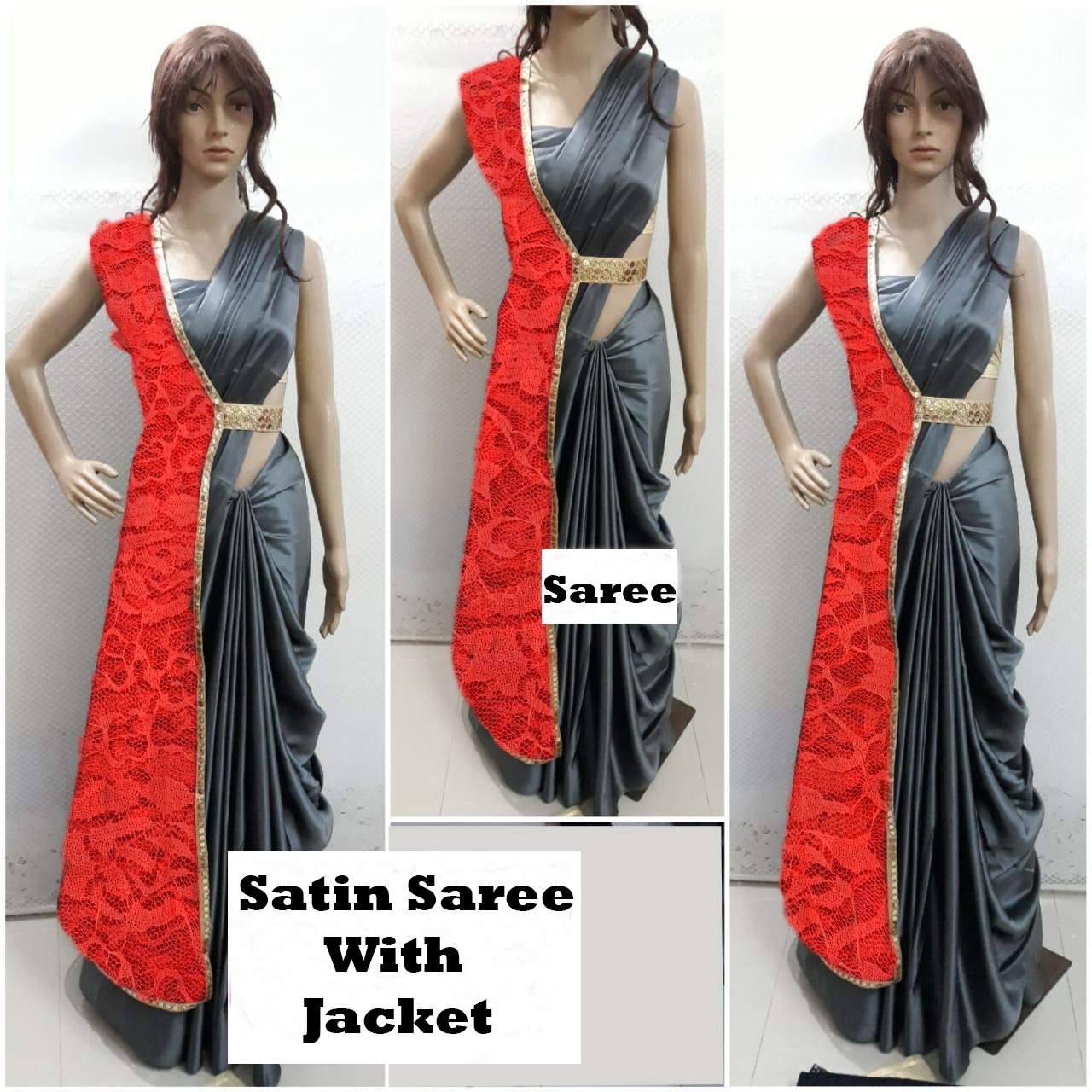 Beautiful Plain Satin Saree