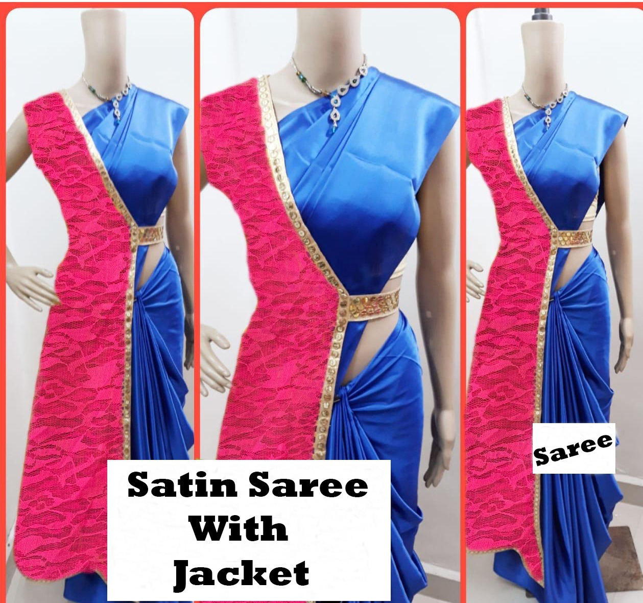 Beautiful Plain Satin Saree