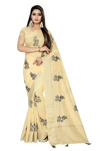 5 Ladies Light Yellow Sarees