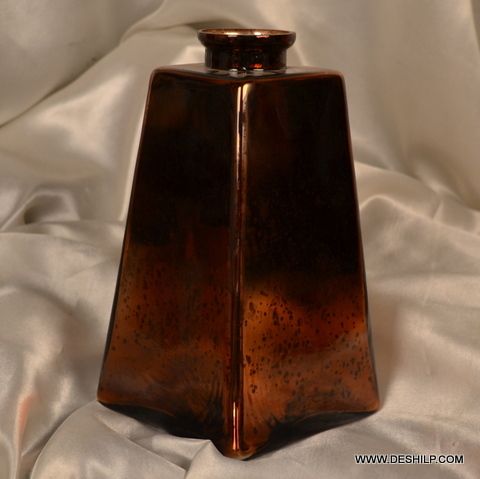 Brown Decorated Colorful Glass Jar