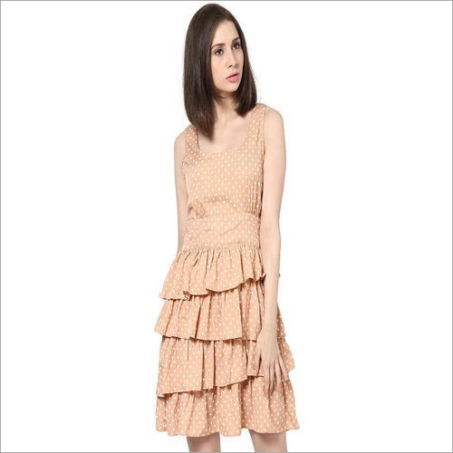 Ladies Polka Dot Printed Dress - Soft Fabric, Sizes S, M, XL | Non-Toxic, Quick Dry, Washable, Trendy Printed Design