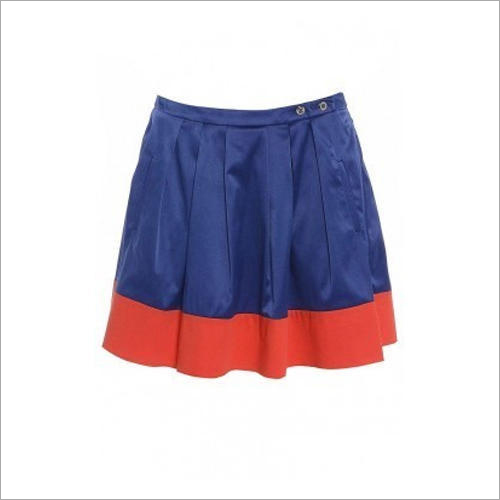Girl Plain Skirt - Cotton, Small/Medium/Large | Blue & Red, Beaded Closure, Casual Design for All Age Groups, Perfect for Parties and Daily Wear