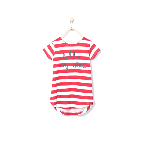 Girls Stripped T-Shirt - Cotton Blend, Sizes S, M, L | White and Red Striped Pattern, Perfect Stitching, Trendy Design for Fashionable Women