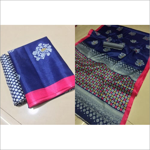 Bhagalpuri Printed Saree With Fancy Blouse