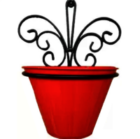 Metal Flower Pot Holder - Color: Black