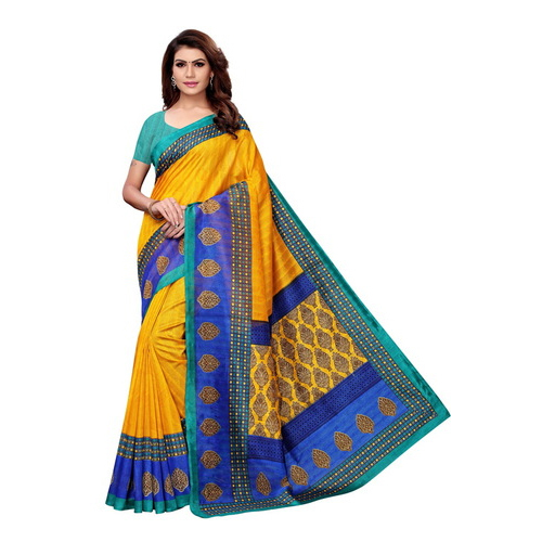 Beautiful Bhagalpuri Silk Saree - 5.5 Mtr Length, 0.8 Mtr Blouse | Multi-Colored, Silk Material, Printed Pattern, Suitable for All Seasons
