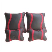Car Cushions - Leather, Square Shape, Black Color | Foam Filling, Set Of 4