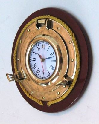Porthole Hole Clock Rope Wooden Base