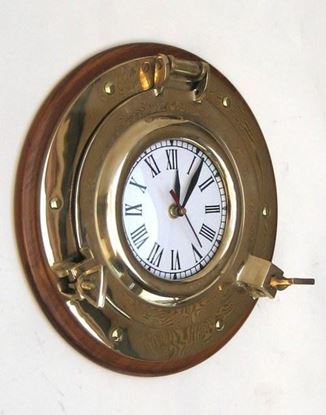 Brass Porthole Clock 8 Inch
