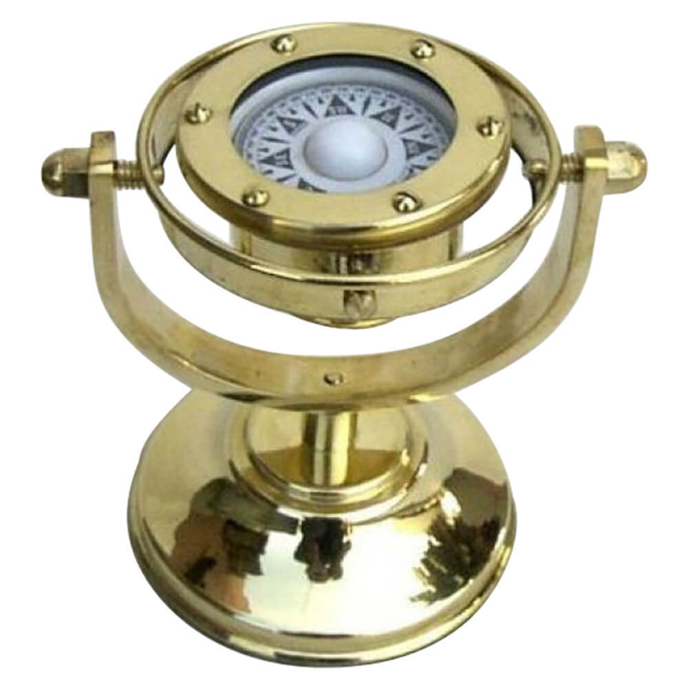 Gimbal Compass I - Brass, 5 Inch Trophy Shape | Handcrafted Nautical Design, Portable for Hiking and Camping, Elegant Gift Option