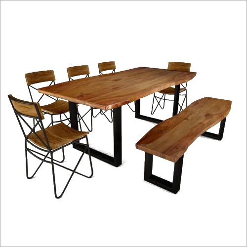 Rustic Iron Base Dining Set