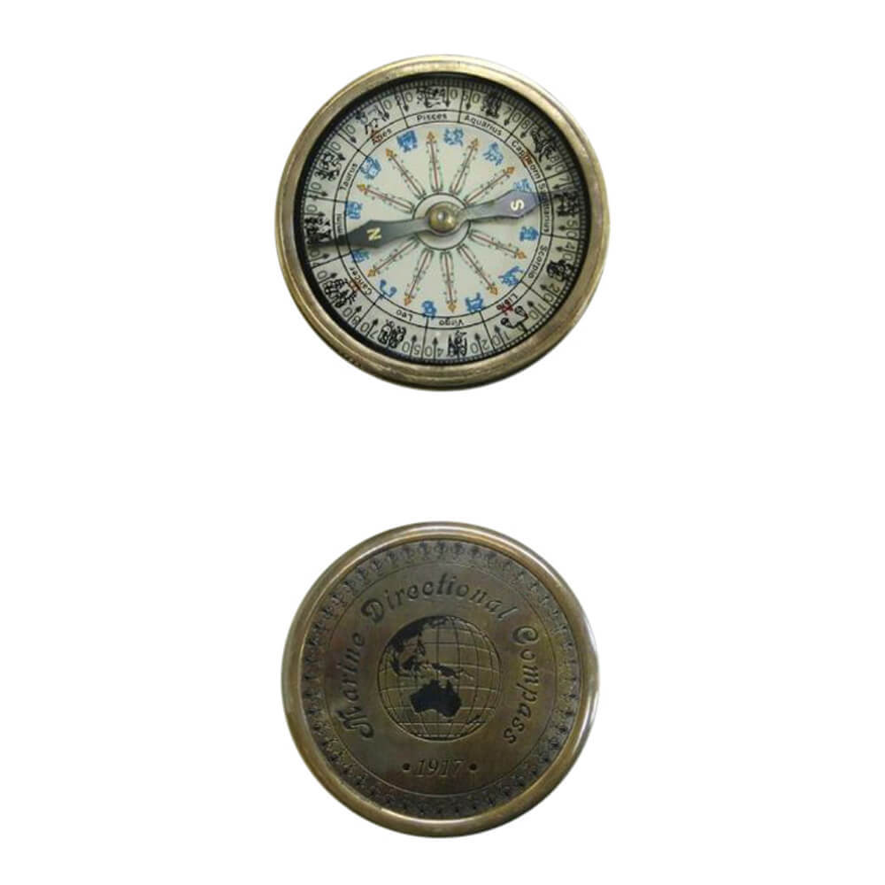 Zodiac Compass - Artisan Crafted Small Round Shape Multi-Color Nautical Design for Outdoor Adventures