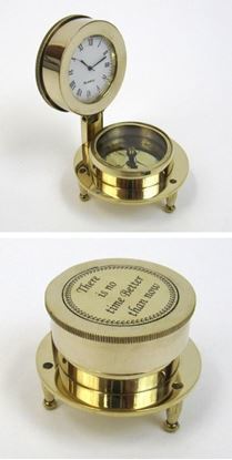 Solid Brass Folding Compass Clock