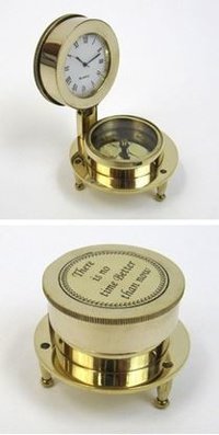 Solid Brass Folding Compass Clock