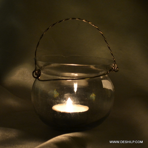 Clear Glass Hanging T Light Candle