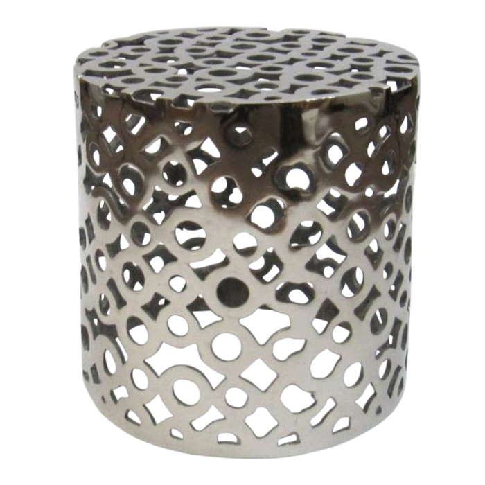 Chrome Finish Aluminum Stool - 12x12x12 Inches, Cylinder Shape | Elegant Traditional Design, Lightweight, Durable, Easy to Clean