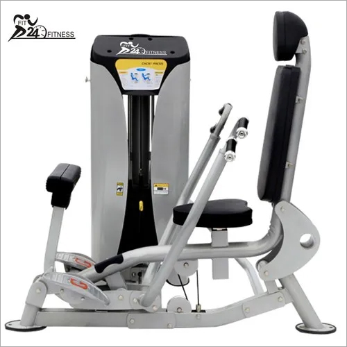 Chest Press Machine - MS Construction, 1550x1050x1700 mm Dimensions, Black Leather Seat | Adjustable Start Position, Easy Weight Stack Access from Seated Position