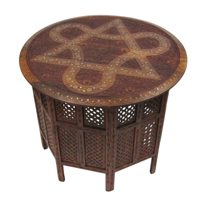 Carved Wooden Table Octagonal Stand