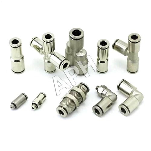 Silver Metal Push In Pnuematic Fittings