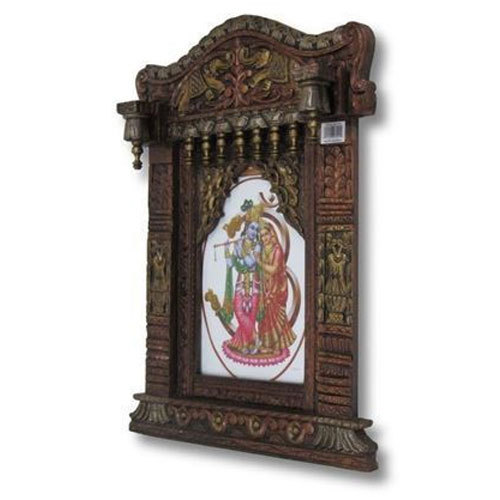 Carved Wooden Jharokha Elephant Design - Wood, 24x18 Inches, Brown | Handcrafted, Intricate Carving, Wall Decor, Elegant Style