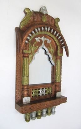 Wooden Jharokha Leaf Design Mirror