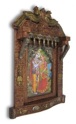 Carved Wooden Jharokha Peacock Design