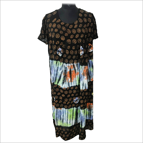 Ladies Round Neck Tie Dye Maxi Beach Dress