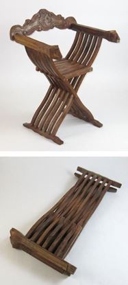 Carved Wooden Folding Medieval Chair