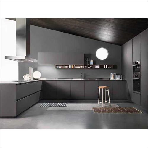 Customized MFC Gray Modern Simple Kitchen Cabinet Set By Shanghai Pulan Decoration Co., Ltd.
