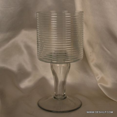 Cutting Glass Long Hurricane Candle Holder