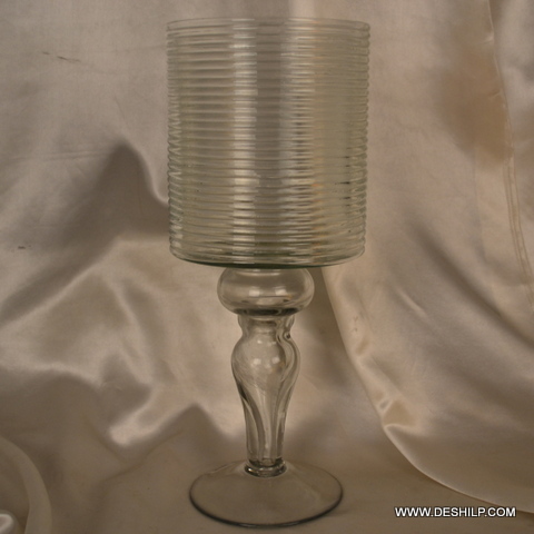 Toughened Glass Hurricane Cutting Candle Holder