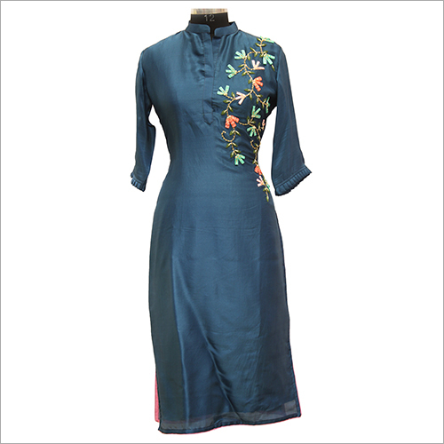Silk Ladies Embroidery Casual Kurtis