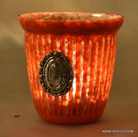 Orange Color Antique Candle Holder