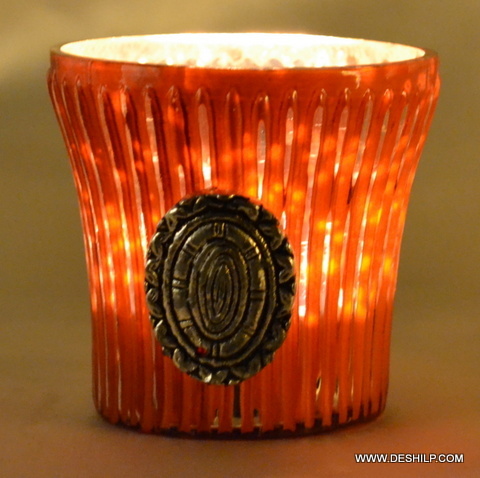 Decorative Orange T Light Candle Votive