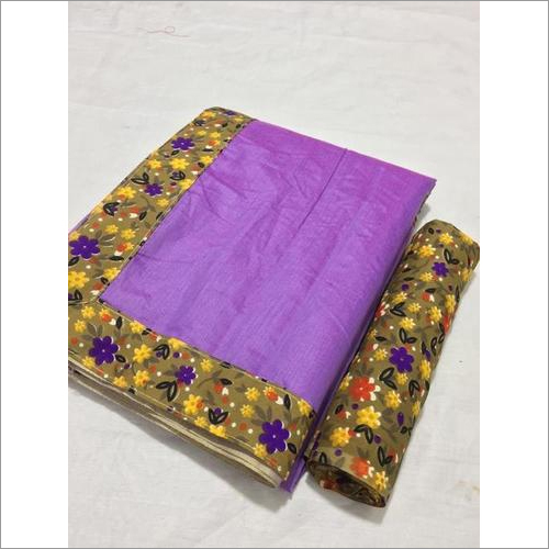 Beautiful Plain Chanderi Saree with Digital Printed Border/Lace