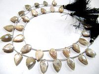 Natural Peach Moonstone AB mystic Coated Leaf Fancy Shape Briolette Beads