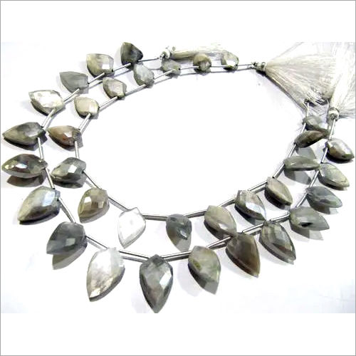 Stone Natural Grey Moonstone Ab Mystic Coated Leaf Fancy Shape Briolette Beads