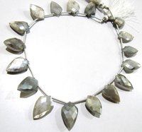 Natural Grey Moonstone AB mystic Coated Leaf Fancy Shape Briolette Beads